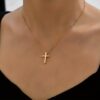 1 Golden Easy Fashion Cross Necklace | 14K Golden Plated Zinc Alloy, Suitable for Daily and Vacation Use, Brand: LORYLIN