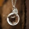 Dandelion Time Synthetic Gemstone Necklace, Heart, Round, Oval Double-Sided Synthetic Gemstone Minimalist Necklace