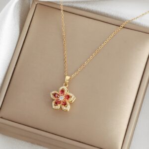 A Light Luxury, Exquisite, Niche, Elegant, Versatile Fashion Necklace for Daily Commute - Multicolor (Flower Necklace)