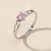 LOVE Pink Heart Shape Wedding Synthetic Zirconia Ring