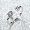 Popular Fashion Silvery AZ Letter Ring Initials Wedding Love Couple Rings Bridesmaid Gift - P