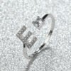 Popular Fashion Silvery AZ Letter Ring Initials Wedding Love Couple Rings Bridesmaid Gift - E