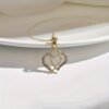 Simplistic Fashion Irregular Double Heart Pendant Lariat Necklace - Golden