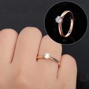 Women'S Classic Wedding Ring Forever Easy Six-Claw Synthetic Zirconia Fashion Single Stone Engagement Wedding Gift Ring Jewelry