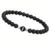 1pc Couple Jewelry Initial Bracelet 26 Letter White Turquoise Black Onyx Beaded Bracelet Gifts for Best Friend And Couples - BLACK & SILVERY, I