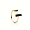 Black Obsidian Ring, Double Obsidian Bar Ring Empath Protection Strength Reiki Ring, Minimalist Delicate Ring