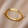 [Everyday Ring] 1 Minimalist And Versatile Golden Stainless Steel Number Ring - Inner Diameter 17Mm 18Mm 19Mm - Unisex Everyday Ring