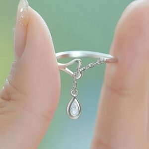 Easy Exquisite Heart Pendant Ring Women'S Engagement Wedding Anniversary Gift Fashion Cute Ring