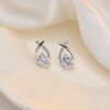 Hot Selling Women'S Stud Earrings 1 Pair Exquisite Light Luxury Cross Temperament All-Match Ear Jewelry