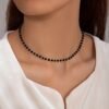 Easy Fashion Black Faux Chain Bead Clavicle Chain, Temperament All-Match Chain Necklace Women