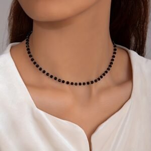 Easy Fashion Black Faux Chain Bead Clavicle Chain, Temperament All-Match Chain Necklace Women
