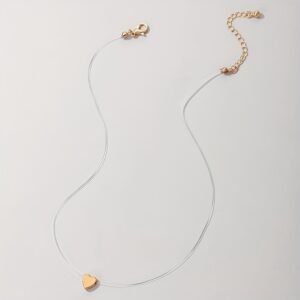 Individual Minimalist Sweet Style Geometric Transparent Fishing Line Heart Star Pendant Single Layer All-Match Necklace, Clavicle Chain Suitable for Prom Party Wedding Anniversary Gift