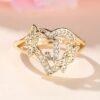 ANGOL Adjustable Cuff Ring for Women - Vintage & Boho Style, Golden-Tone with Floral and Letter Design, Perfect for Weddings and Parties, Gift for Her, Adjustable Jewelry, Boho Adjustable Ring - J