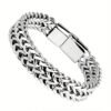1 Stainless Steel braided square reversible chain magnetic buckle Men's bracelet