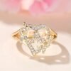 ANGOL Adjustable Cuff Ring for Women - Vintage & Boho Style, Golden-Tone with Floral and Letter Design, Perfect for Weddings and Parties, Gift for Her, Adjustable Jewelry, Boho Adjustable Ring