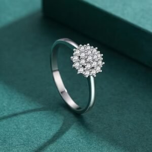 A Flower Design Copper Micro-Inlaid Synthetic Zirconia Wedding Wedding Ring