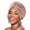 Pineapple Flower Twist Turban Solid Color Ethnic Headscarf Cap Indian Turban Turban