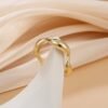 Irregular Wave Open Ring 18K Gold Plated Adjustable Delicate Jewelry Wedding Engagement Party Decor For Women Girls Gift