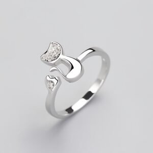 [Cute Cat Ring] Cute Cat Kitten Open Ring Plated Jewelry For Women Girls Teen