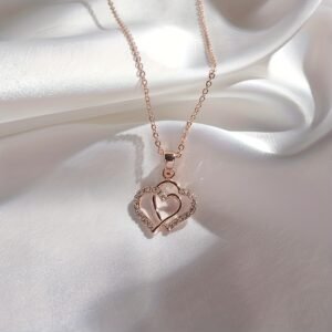 Simplistic Fashion Irregular Double Heart Pendant Lariat Necklace