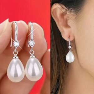 Classic Oval Teardrop Pendant Earrings, Bridal Drop Earrings