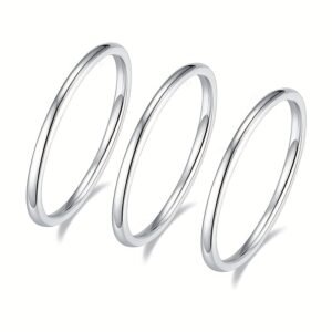 3pcs Stainless Steel Women Stacking Rings Stackable Thin Rings Minimalist Comfort Fit Jewelry Gifts 2 Mm Size 5-12