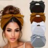 [Soft Satin Headband Set] 4pcs Wide Bunny Elastic Satin Headband Set | Soft and Comfortable, Non-Slip, African Style Thick Sports Gym Head Wrap - Women's Valentine's Day/Christmas Gift