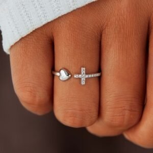 Easy Heart Exquisite Women'S Ring Open Adjustable Design Sparkling Synthetic Zirconia Inlaid Wedding Party Wear Fashion Women'S Jewelry Jewelry Holiday Commemorative Gift