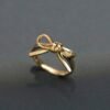 1pc Elegant Golden Bow Rings for Women Dainty Ribbon Knot Promise Engagement Wedding Bands Gifts for Birthday, Valentine'S Day, Christmas, Mother'S Day, Anniversary Jewelry