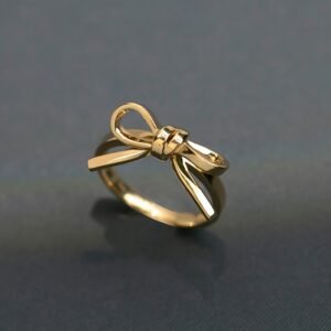 1pc Elegant Golden Bow Rings for Women Dainty Ribbon Knot Promise Engagement Wedding Bands Gifts for Birthday, Valentine'S Day, Christmas, Mother'S Day, Anniversary Jewelry
