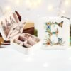 Floral Letter Personalized Mini Travel Jewelry Storage Case - Portable Jewelry Organizer Box with Compact Design, Soft Velvet Interior, And Secure Closure - Perfect for Women On-The-Go, Travel, And Storage of Small Additions - White, E