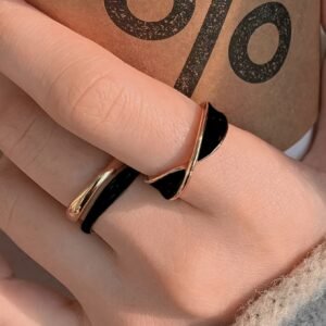 2pcs Elegant Simple Style Zinc Alloy Ring Set, Versatile Fashion Daily Wear, Luxury Alloy Rings for Party and Daily Occasions