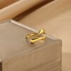 Women's Stainless Steel Minimalist Open Ring - Modern Elegant Everyday & Party Jewelry, Durable Everyday Wedding Birthday Christmas Gift for Women - Year-Round Neutral Jewelry, Ladies Jewelry, Versatile Accessory, Sleek Polished Finish, Smooth Reflective Surface, Goldplated Jewelry, Contemporary Style, Highquality Accessory, Fashion Lovers