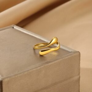 Women's Stainless Steel Minimalist Open Ring - Modern Elegant Everyday & Party Jewelry, Durable Everyday Wedding Birthday Christmas Gift for Women - Year-Round Neutral Jewelry, Ladies Jewelry, Versatile Accessory, Sleek Polished Finish, Smooth Reflective Surface, Goldplated Jewelry, Contemporary Style, Highquality Accessory, Fashion Lovers