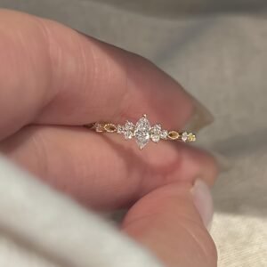 1pc; Copper; Size: Adjustable Opening; Fashionable, Light Luxury, Elegant And Exquisite Marquise-Shaped Cubic Zirconia Open Ring for Women, Easy, Personalized, Niche Design, High-End Feel, Valentine'S Day Gift, Birthday Gift, [Total Weight: 2G]