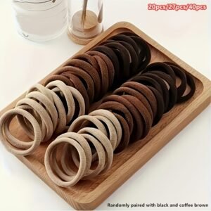 20/40/27 Random Black And Brown Mixed Color. Solid Elastic Hairband, Highly Stretchable, Stylish And Easy Design, Perfect for Ponytail Styling. Random Black And Brown Mixed Colors. Ideal for Women'S Daily And Casual Wear, a Perfect Gift for Holidays
