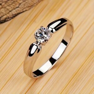 A Minimalist Classic 4-prong Set Round Zirconia Ring For Women, Perfect Gift For Engagement, Wedding, Parties, Proposing, Jewelry To Give To Your Beloved, A Perfect Gift.