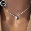 1pc Elegant and Shiny 316L Stainless Steel Women's Necklace, Wedding Eternity Necklace, Inlaid with Synthetic Cubic 3A Zirconia, Durable Hypoallergenic Design, Suitable for Daily Wear, Banquets, Weddings, Christmas Gifts, Valentine's Day Luxury