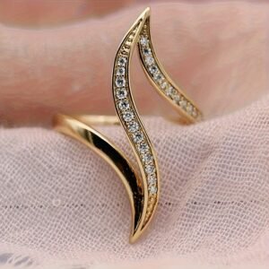 [18K Golden Plated Ring] Fashionable And Stylish 18K Golden Plated Zirconia Inlaid Ring • Exquisite Women's Daily Casual Party Banquet Birthday Gift