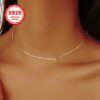 1pc Women's Fashion Necklace, S925 Sterling Silvery Small Bean Round Bead Collarbone Chain, Chic Y2K Minimalist Exquisite Personality Elegant New Choker Necklace for Daily Wear/Vacation/Valentine's Day, Birthday Gift, Hypoallergenic Sterling Silvery