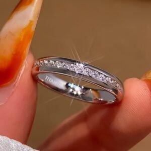 Titanium Steel Cubic Synthetic Zirconia Ring Arc Round Wide 4mm 1pc Never-Fading Women's Fashion Wedding Engagement Ring Ring Jewelry Gift
