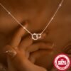 925 Sterling Silver Minimalist Geometric Interlocking Circle Necklace Designed for Women, Hypoallergenic, Elegant And Trendy, Adaptable Collarbone Chain, Perfect Jewelry Gift for Her