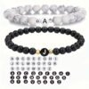 1pc Couple Jewelry Initial Bracelet 26 Letter White Turquoise Black Onyx Beaded Bracelet Gifts for Best Friend And Couples