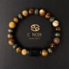 1pc Natural Stone Beaded Bracelet, 12 Constellations Bracelet, Twelve Constellations Tiger Eye Stone Picture Stone Bracelet, Birthday Gift Valentines Day Gift Bracelet