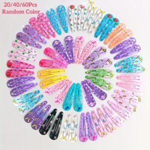 20/40/60pcs Vibrant Alloy Hair Clips for - Cute & Fashionable BB Clips with Playful Prints (Strawberries, Flowers, Hearts, Unicorns) - Colorful Hair Accessories for Stylish Bangs & Side Hairstyles, Hair Accessories for,Hair Clips Are Shipped