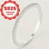 Minimalist 925 Silver Single Row Half-Hoop Wedding Ring for Women, Niche Design Gift Jewelry