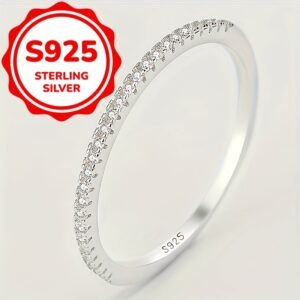 Minimalist 925 Silver Single Row Half-Hoop Wedding Ring for Women, Niche Design Gift Jewelry