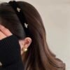 1pc Trendy Brand Black Headband for Women, a Versatile And Sophisticated Accessory with a Vintage Plaid Design And Wide Knitted Edges