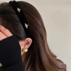 1pc Trendy Brand Black Headband for Women, a Versatile And Sophisticated Accessory with a Vintage Plaid Design And Wide Knitted Edges