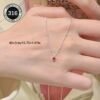 316 Stainless Steel Rose Pink Heart Synthetic Zirconia Necklace, Minimalist Thin Chain Collarbone Necklace, Delicate and Skin, Suitable for Daily Commuting, Office Wear, and Mature-Casual Styles, an Ideal Gift for Girlfriends, Best Friends